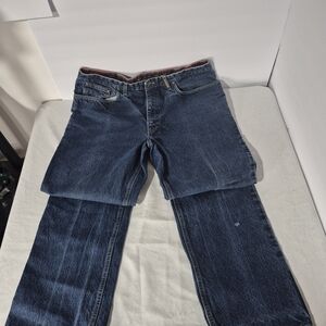 Beretta Jeans Mens 36*32 Straight Leg Mid Rise Pocket Dark Wash Denim Blue